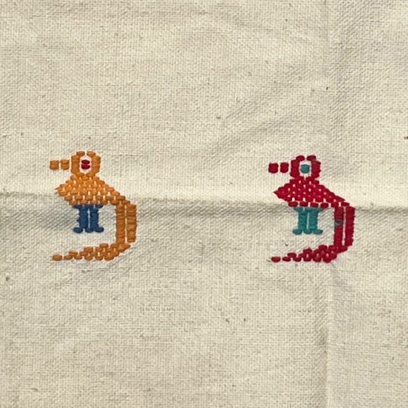 Handwoven Mexican Zapotec Oaxaco Embroidered Bird Motif Vintage Towel‎ 14x17 - Picture 4 of 9